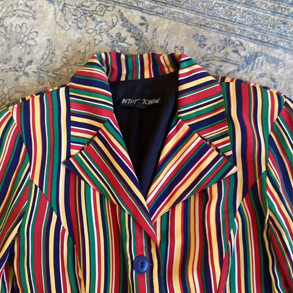 Vintage Betsey Johnson Striped Rayon Blazer Jacket - Picture 11 of 16